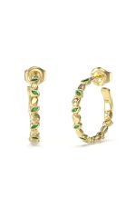 GUESS STEEL PANAREA JUBE05184JWYGGNT/U Κρίκοι Χρυσοί Με Πράσινες Πέτρες