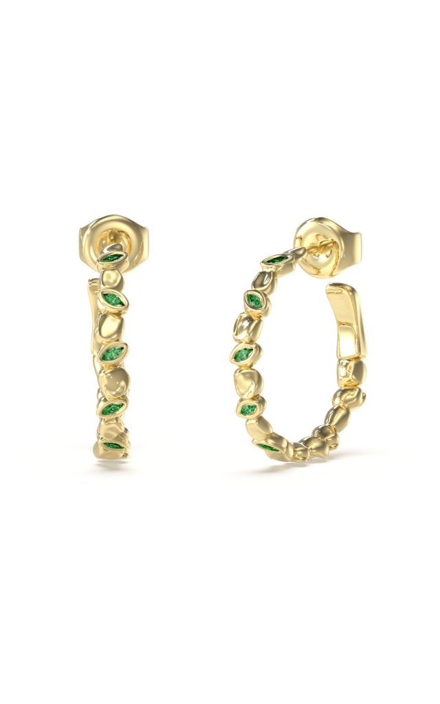 GUESS STEEL PANAREA JUBE05184JWYGGNT/U Κρίκοι Χρυσοί Με Πράσινες Πέτρες