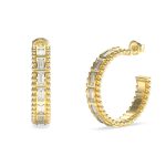 GUESS STEEL GOLDEN GLOBES JUBE05233JWYGT/U Κρίκοι Χρυσοί Με Άσπρες Πέτρες