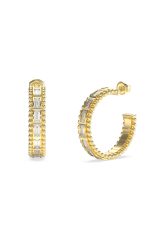 GUESS STEEL GOLDEN GLOBES JUBE05233JWYGT/U Κρίκοι Χρυσοί Με Άσπρες Πέτρες