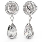 GUESS STEEL 4G LIGHT JUBE05235JWRHT/U Σκουλαρίκια Ασημένια Με Κρεμαστό Δάκρυ Με Πέτρες