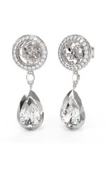 GUESS STEEL 4G LIGHT JUBE05235JWRHT/U Σκουλαρίκια Ασημένια Με Κρεμαστό Δάκρυ Με Πέτρες