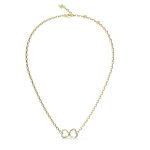 GUESS STEEL MON AMOUR JUBN04616JWYGT/U Κολιέ Χρυσό Με Διπλή Καρδιά