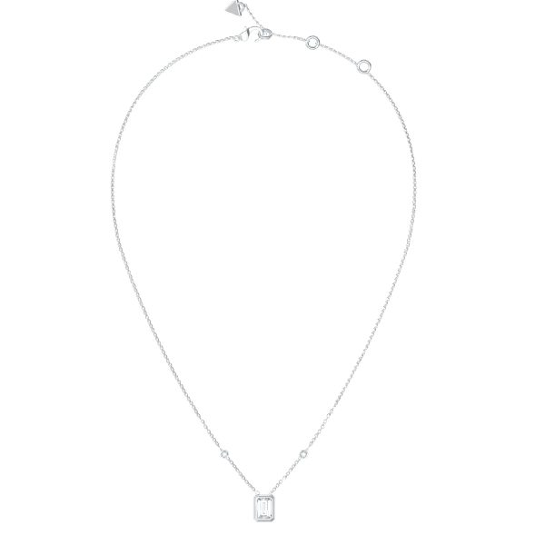 GUESS STEEL 4G LIGHT JUBN05249JWRHT/U Κολιέ Ασημένιο Με Σχέδιο Σε Σχήμα Οκτάγωνο Με Πέτρα