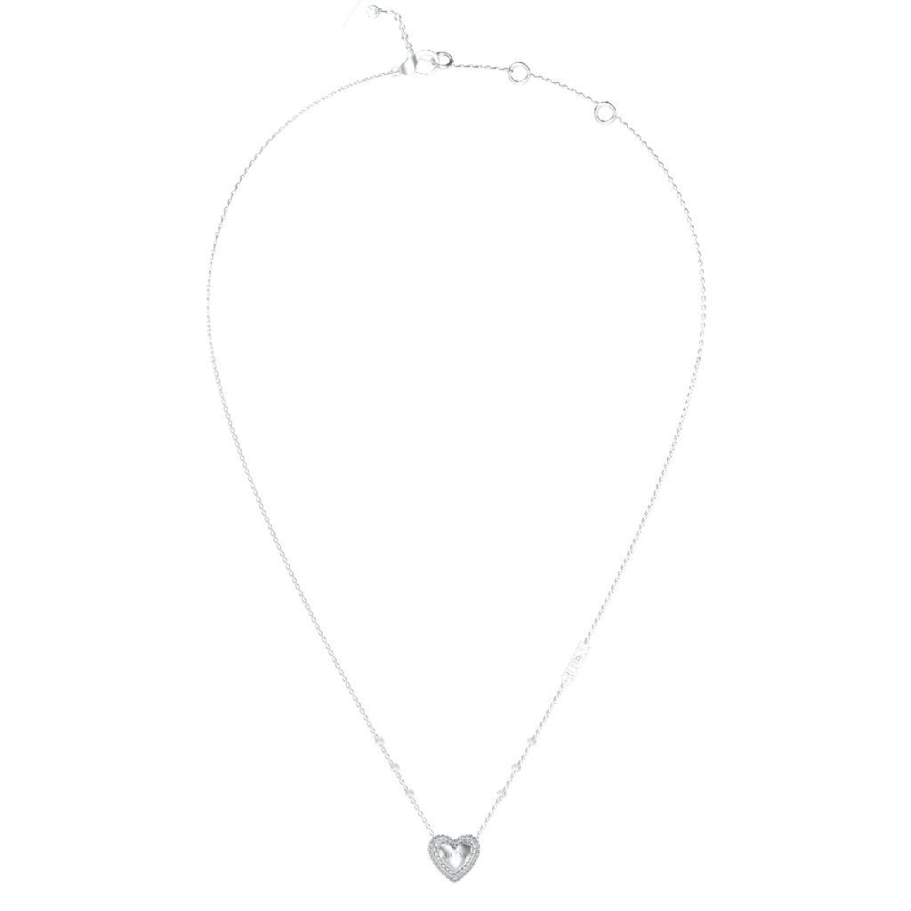 GUESS STEEL BELOVED JUBN05018JWRHT/U Κολιέ Ασημένιο Με Καρδιά Με Πέτρες