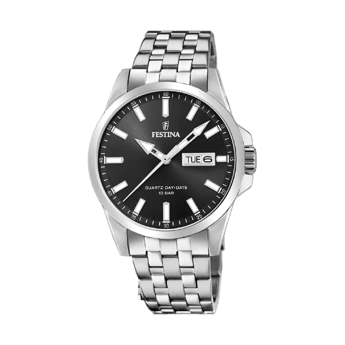 sandrou_F20357_4 Ρολόι Festina F20357/4 με λευκό μπρασελέ και μαύρο καντράν
