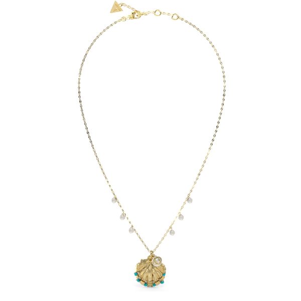 GUESS STEEL SEASHELL JUBN05132JWYGT/U Κολιέ Χρυσό Με Πέρλες Και Κοχύλι