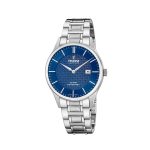 Ρολόι Festina F20067/4 ελβετικό με λευκό μπρασελέ και μπλε καντράν