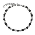 Ανδρικό ατσάλινο βραχιόλι Season 25233 Ασημί με μαύρα στοιχεία