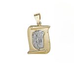 Δίχρωμο κρεμαστό με τον Ιησού από χρυσό 9Κ ανάγλυφο σε σχήμα πάπυρο