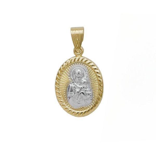 Κρεμαστό Παναγίτσα από χρυσό 9Κ δίχρωμο οβάλ