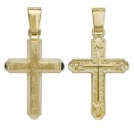Χρυσός Σταυρός Κ14 απλός λουστρέ και ματ διπλής όψης