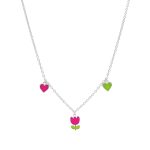 Ασημένιο κολιέ Marea με λουλούδι και δύο καρδούλες