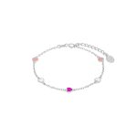 Ασημένιο βραχιόλι Marea διακοσμημένο με 5 χρωματιστές καρδούλες