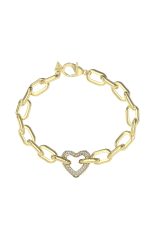 GUESS STEEL BELOVED JUBB05016JWYGL Βραχιόλι Χρυσό Με Καρδιά Με Πέτρες