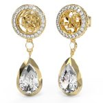 GUESS STEEL 4G LIGHT JUBE05235JWYGT/U Σκουλαρίκια Χρυσά Με Κρεμαστό Δάκρυ Με Πέτρες