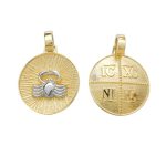 Χρυσό Κ14 ζώδιο καρκίνος, διπλής όψης, δίχρωμο