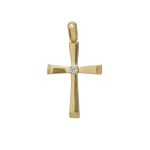 Χρυσός λουστρέ σταυρός Κ14 διακοσμημένος με λευκό ζιργκόν