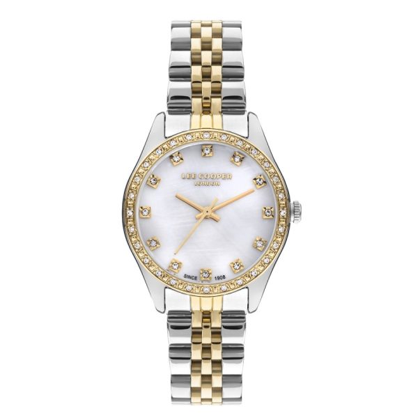 Γυναικείο ρολόι Lee Cooper LC07818.220 με δίχρωμο μπρασελέ και λευκό καντράν