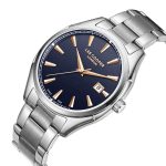 Ανδρικό ρολόι Lee Cooper LC08007.390 με ασημί μπρασελέ και μπλε καντράν