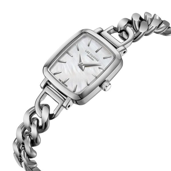 Γυναικείο ρολόι Lee Cooper LC08130.320 με ασημί μπρασελέ και λευκό φίλντισι καντράν