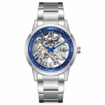 Ανδρικό αυτόματο ρολόι Lee Cooper LC08197.390 με ασημί μπρασελέ και μπλε καντράν