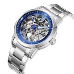 Ανδρικό αυτόματο ρολόι Lee Cooper LC08197.390 με ασημί μπρασελέ και μπλε καντράν