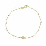 Χρυσό βραχιόλι Κ14 διακοσμημένο με διαμανταρισμένες μπίλιες στα τρία χρώματα του χρυσού