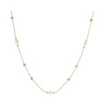 Χρυσό κολιέ Κ14 διακοσμημένο με διαμανταρισμένες μπίλιες και μαργαριτάρια