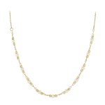 Χρυσό κολιέ Κ14 διακοσμημένο με διαμανταρισμένες μπίλιες και μαργαριτάρια