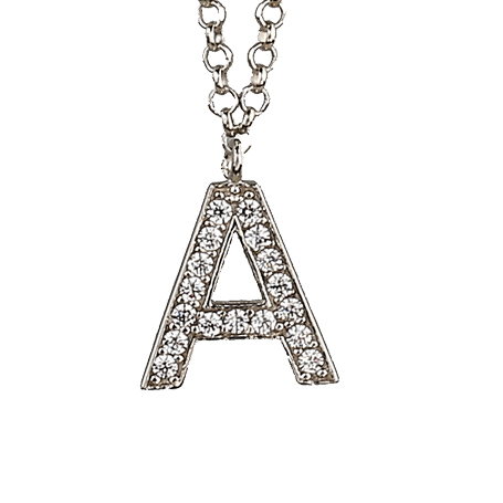 Ασημένιο 925 κολιέ με μονόγραμμα με ζιργκόν πέτρες