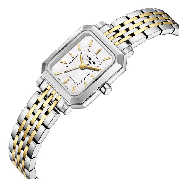 Γυναικείο ρολόι Lee Cooper LC08203.220 με δίχρωμο μπρασελέ και λευκό φίλντισι καντράν