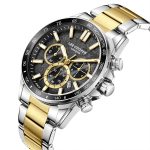 Ανδρικό ρολόι Lee Cooper LC08240.250 με δίχρωμο μπρασελέ και μαύρο καντράν