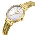 Γυναικείο ρολόι Lee Cooper LC08241.120 με χρυσό μπρασελέ και λευκό φίλντισι καντράν