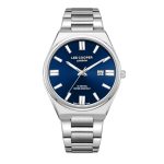 Ανδρικό ρολόι Lee Cooper LC08262.390 με ασημί μπρασελέ και μπλε καντράν