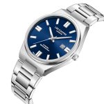 Ανδρικό ρολόι Lee Cooper LC08262.390 με ασημί μπρασελέ και μπλε καντράν