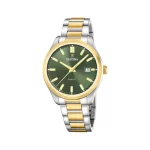 Ρολόι Festina F20738/2 από ανοξείδωτο ατσάλι με πράσινο καντράν και δίχρωμο μπρασελέ