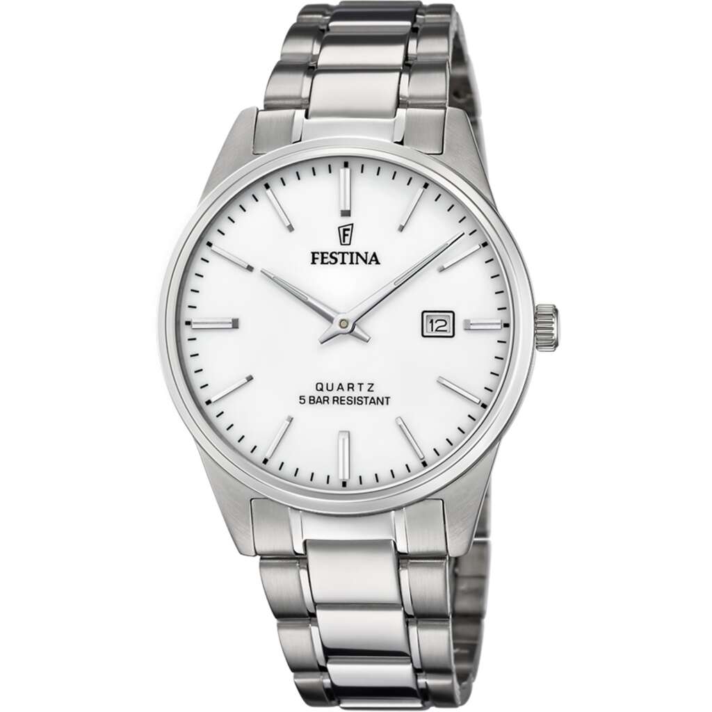 Ρολόι Festina F20511/2 από ανοξείδωτο ατσάλι με λευκό καντράν