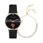 Ρολόι Ted Baker BKGFW2215 Phylipa Fashion δερμάτινο λουράκι και μαύρο καντράν