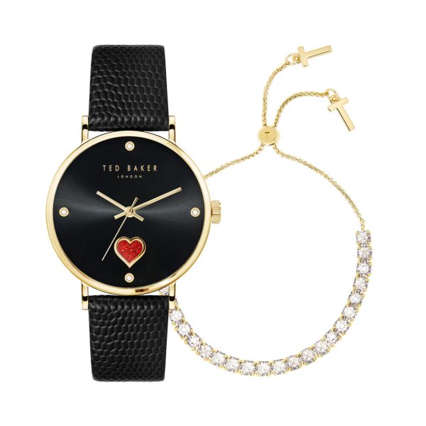 Ρολόι Ted Baker BKGFW2215 Phylipa Fashion δερμάτινο λουράκι και μαύρο καντράν