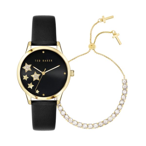 Ρολόι Ted Baker BKGFW2217 Fitzrovia Classic Chic δερμάτινο λουράκι και μαύρο καντράν