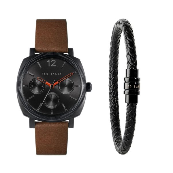 Ρολόι ανδρικό Ted Baker BKGFW2221 Caine Urban δερμάτινο λουράκι και μαύρο καντράν
