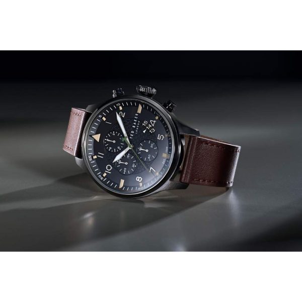 Ρολόι ανδρικό Ted Baker BKPFMF405 Fulmaar Chrono δερμάτινο λουράκι και μαύρο καντράν