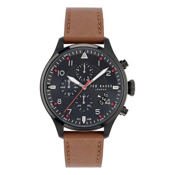 Ρολόι ανδρικό Ted Baker BKPFMF406 Fulmaar Chrono δερμάτινο λουράκι και μαύρο καντράν