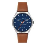 Ρολόι ανδρικό Ted Baker BKPLTF207 Leytonn δερμάτινο λουράκι και μπλε καντράν