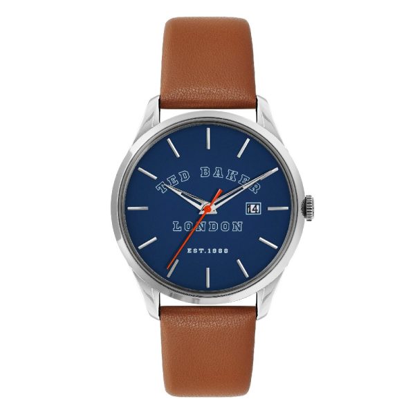 Ρολόι ανδρικό Ted Baker BKPLTF207 Leytonn δερμάτινο λουράκι και μπλε καντράν