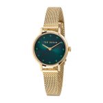 Ρολόι Ted Baker BKPSTS503 Staciie χρυσό μπρασελέ και πράσινο καντράν