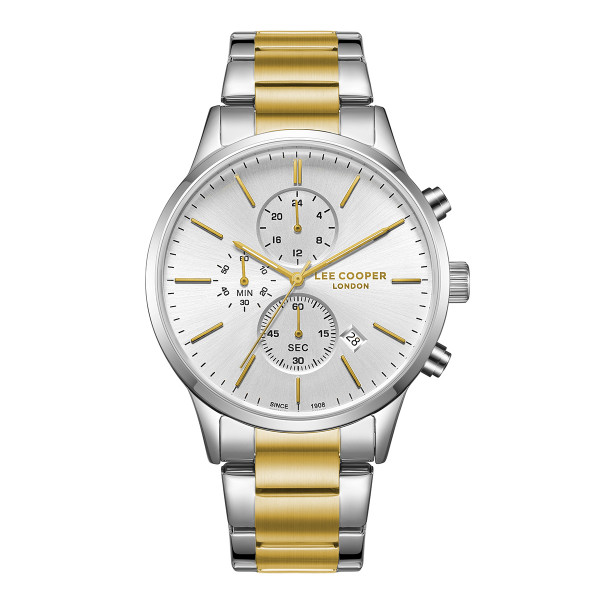 Ανδρικό ρολόι Lee Cooper LC08042.230 με δίχρωμο μπρασελέ και λευκό καντράν