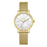 Γυναικείο ρολόι Lee Cooper LC08292.120 με χρυσό μπρασελέ και λευκό φίλντισι καντράν