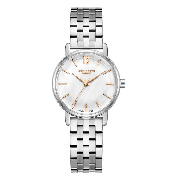 Γυναικείο ρολόι Lee Cooper LC08297.370 με ασημί μπρασελέ και φίλντισι καντράν